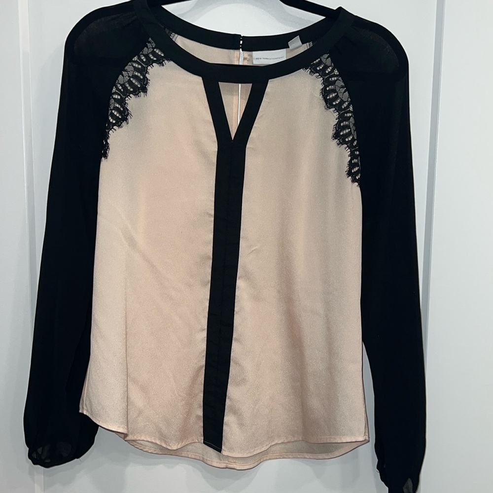 Blouse with sheer sleeves